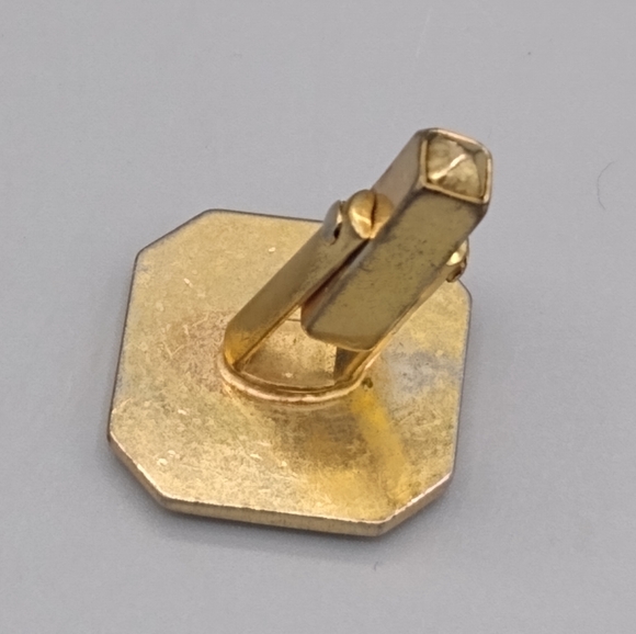 Gold Geometric Pyramid Cuff Links Vintage - Picture 10 of 12